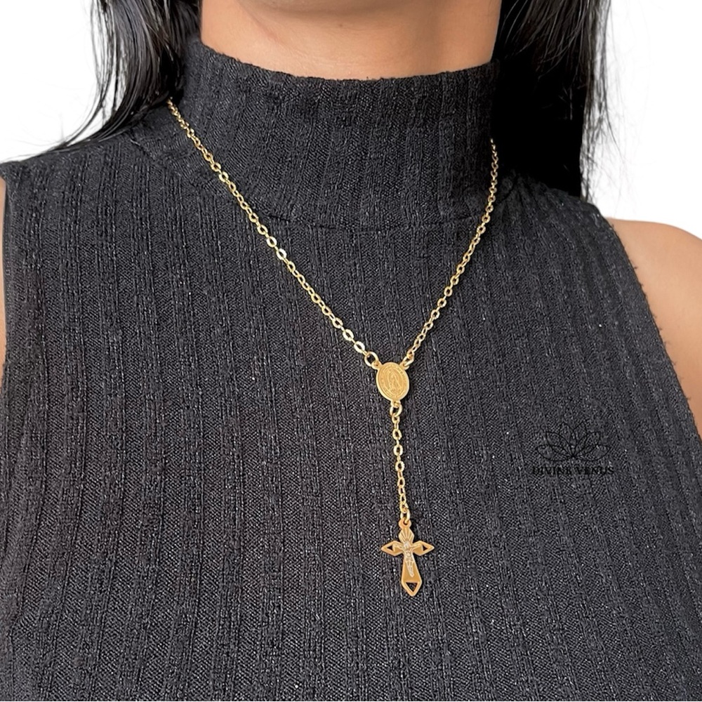 Rosary Style Necklace | Blessed Mother & Jesus Crucifix 🙏🏼🫶🏼 Handmade With Love